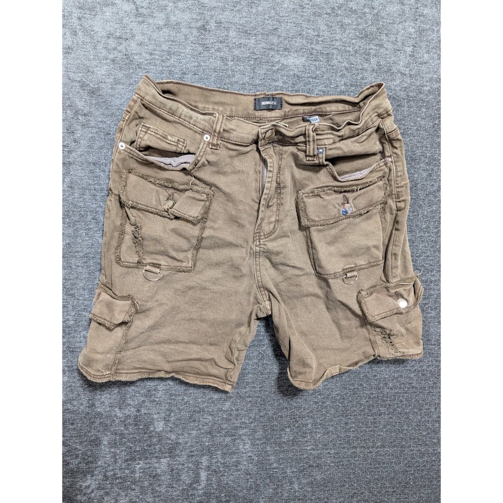 NovaMen Fashion Nova Mens Brown Distressed Cargo Shorts Size 34 FNW8025 Utility